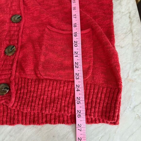 J. Jill cotton blend Cardigan Sweater Red V Neck Button Up Knit Pockets size MP - Picture 7 of 7